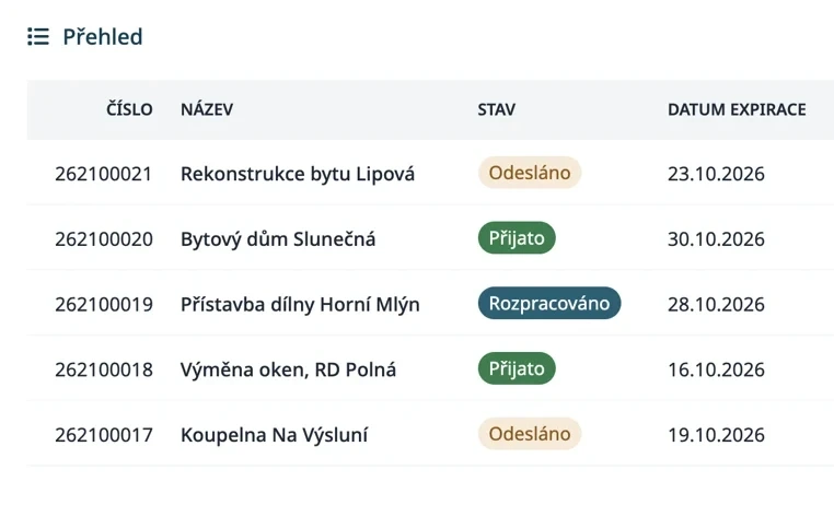 Poptávky a nabídky v aplikaci.