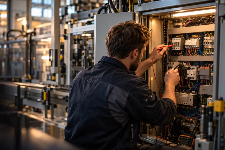 Elektrikář při práci na rozvaděči
